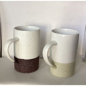 Mora Ceramics Speckled Coffee Mug Set “Hit pause “ Line 12oz Tea Cups Set of 2